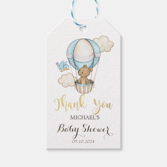 Heißluftballon Teddy Bear Cloud Bird Baby Dusche Geschenkanhänger (Vorderseite)
