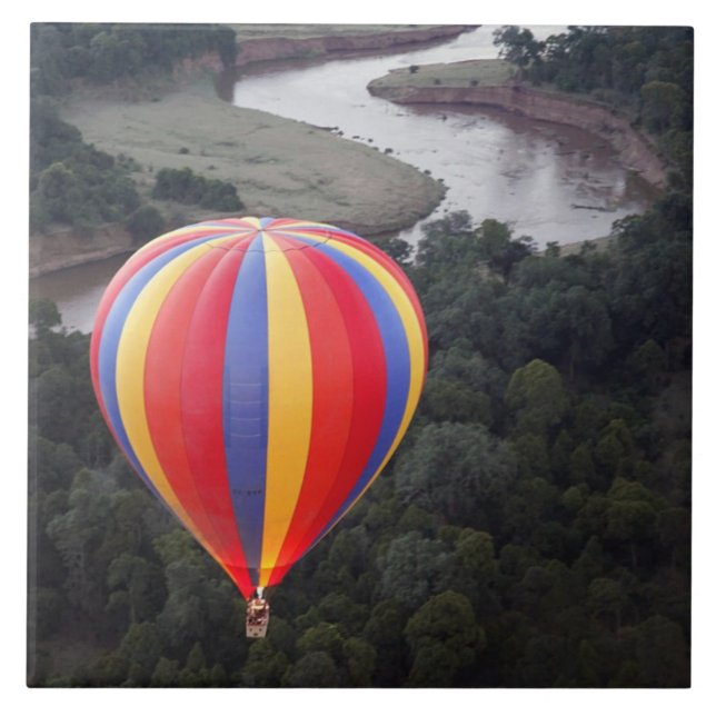 Heißluftballon über dem Mara River Fliese (Vorderseite)