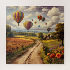 Heißluftballon über der Landschaft