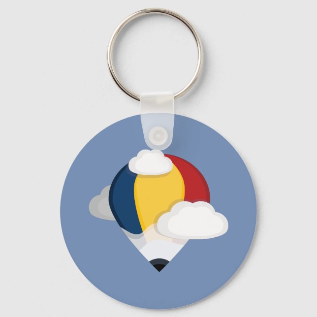 Heißluftballon und Bleistiftpapier Untersetzer Schlüsselanhänger (Vorderseite)