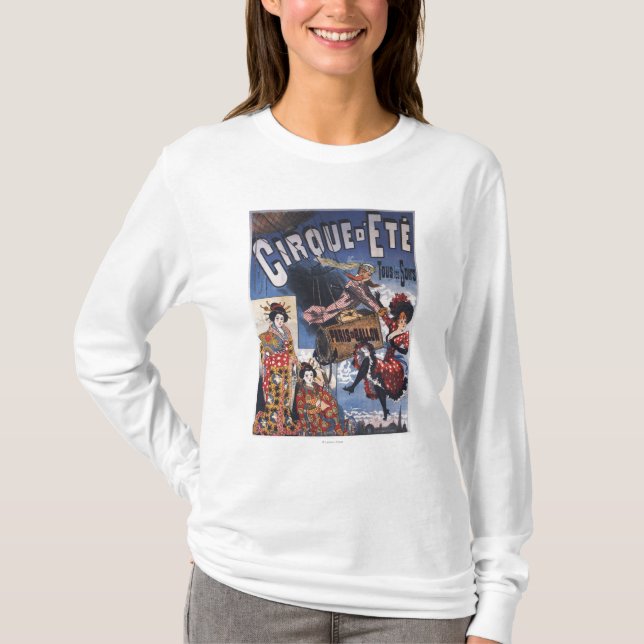 Heißluftballon und japanisches Damen-Plakat T-Shirt (Vorderseite)