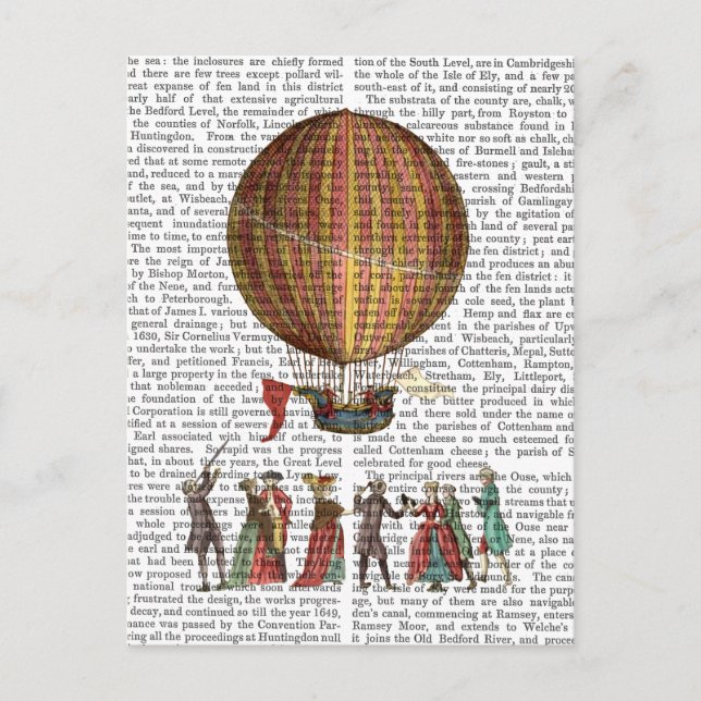 Heißluftballon und Menschen Postkarte (Vorderseite)