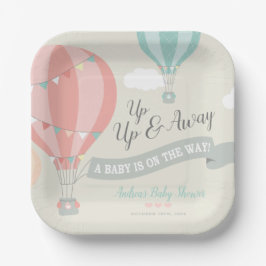 Heißluftballon Up & Away Babydusche Pappteller