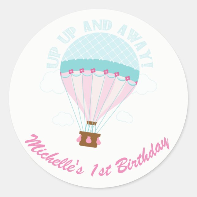 Heißluftballon Up & Away Runder Aufkleber (Vorderseite)
