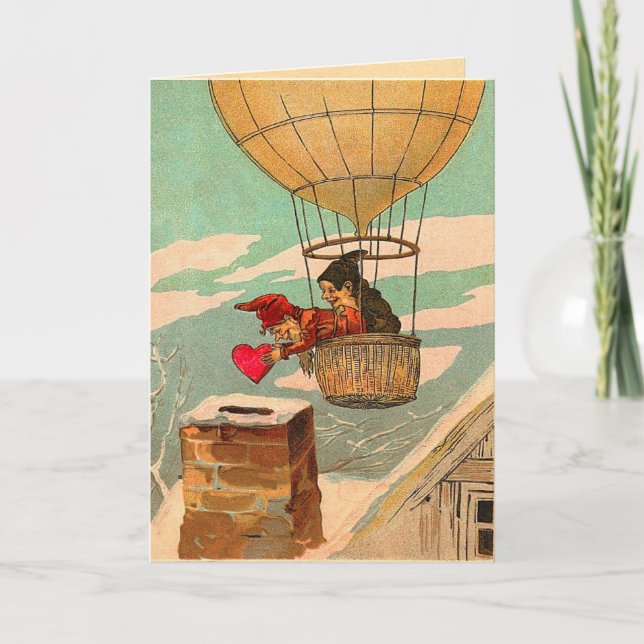 Heißluftballon Valentinstag Feiertagskarte (Vorderseite)
