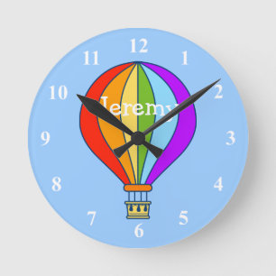 Heißluftballon-Wanduhr für Kinderzimmer Runde Wanduhr
