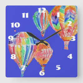 Heißluftballon Wasserfarbe Kinderzimmer Kinder Saa Quadratische Wanduhr
