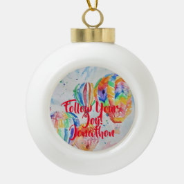 Heißluftballon Wasserfarben Kinder Name Dekoration Keramik Kugel-Ornament
