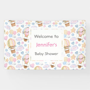 Heißluftballon Wasserfarben Muster Babydusche Banner