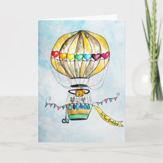 Heißluftballon zum Geburtstag niedliche Regenbogen Karte