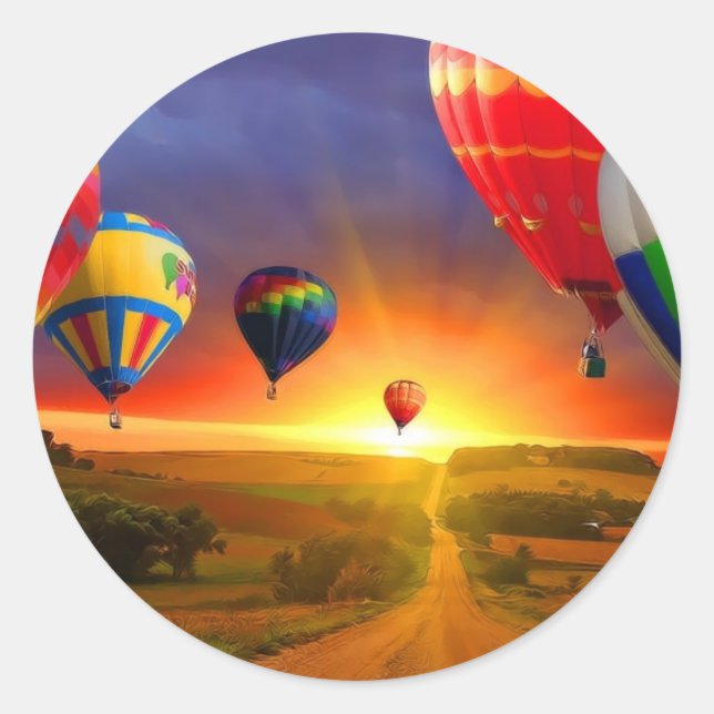 Heißluftballonbild Runder Aufkleber (Vorderseite)