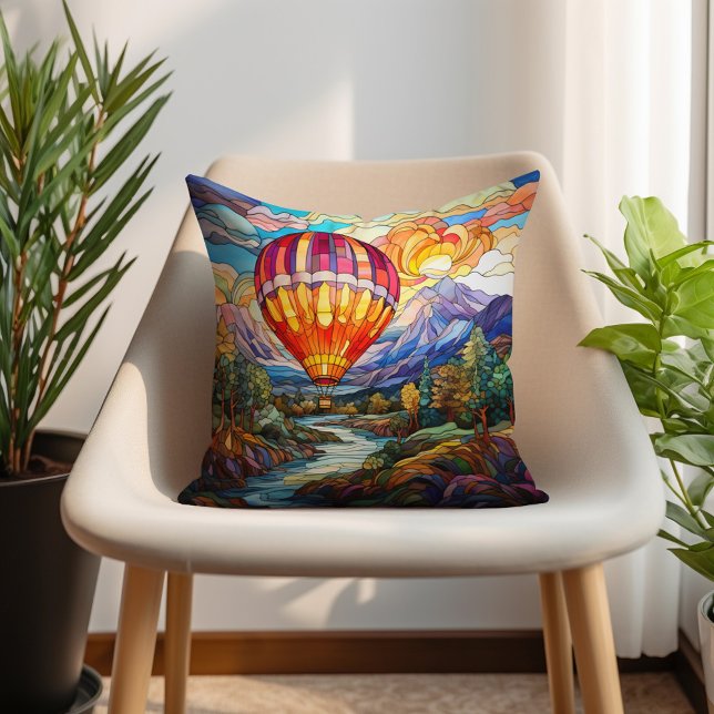 Heißluftballongebirge verklebt kissen (Hot air balloon decorator pillow)