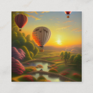 Heißluftballons bei Sonnenuntergang Quadratische Visitenkarte