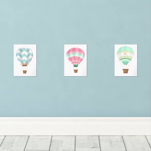 Heißluftballons Bilderwand Sets (Holzboden)
