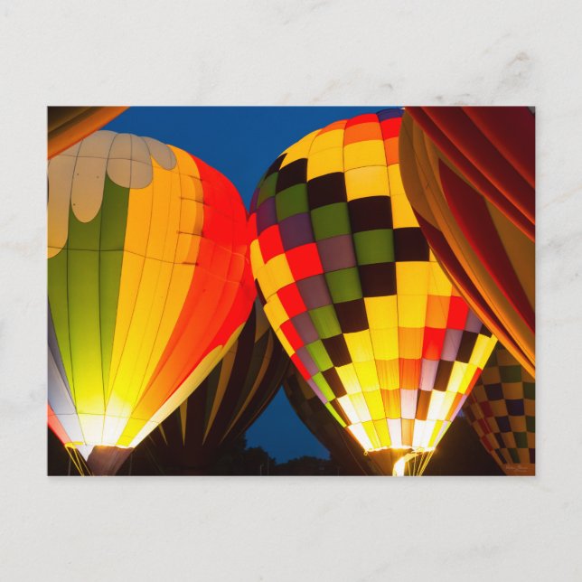 Heißluftballons glühen postkarte (Vorderseite)
