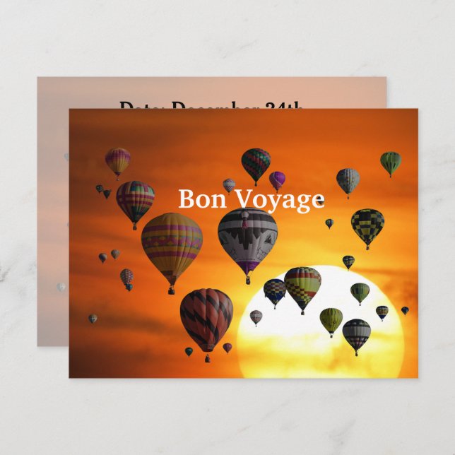 Heißluftballons im Flug Einladung (Vorne/Hinten)