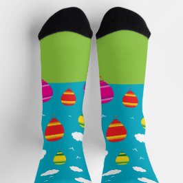 Heißluftballons im Flug farbenfroh Socken