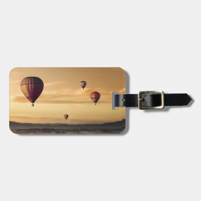 Heißluftballons im goldenen Himmel Gepäckanhänger (Vorderseite horizontal)