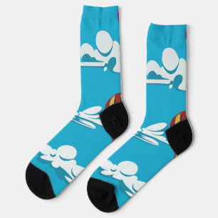 Heißluftballons im Himmel auf Socken