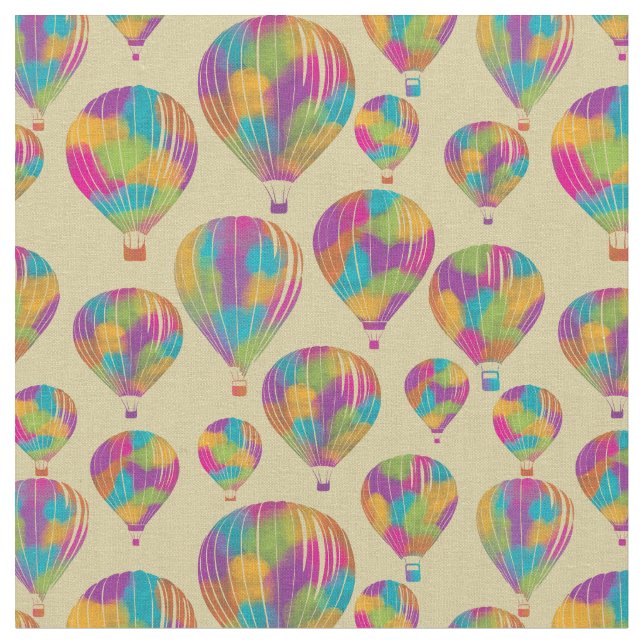 Heißluftballons in Regenbogenfarben Gemustert Stoff (Nahaufnahme)