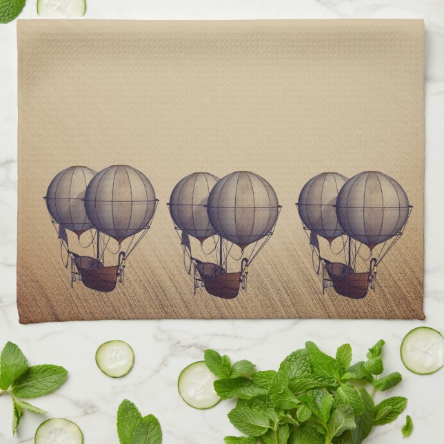 Heißluftballons mit Schiff Geschirrtuch (Gefaltet)