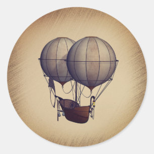 Heißluftballons mit Schiff Runder Aufkleber