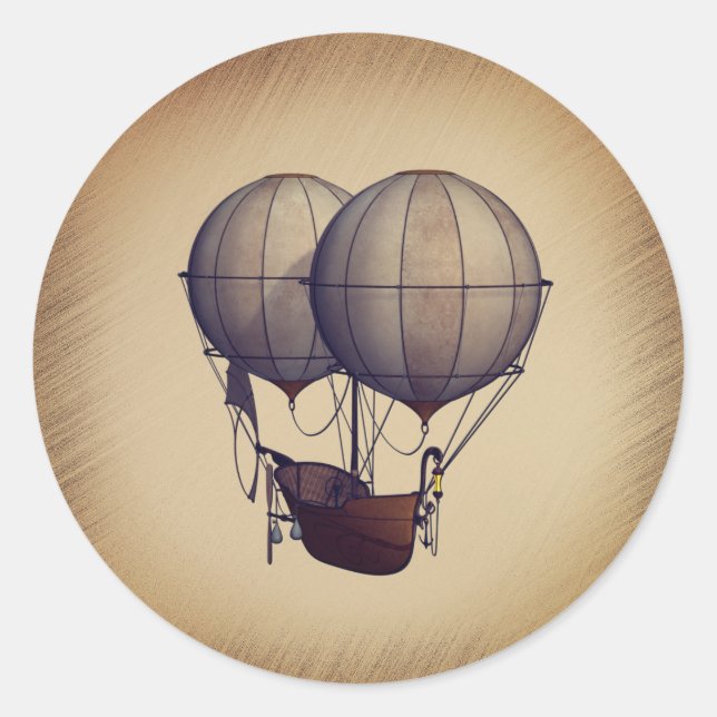 Heißluftballons mit Schiff Runder Aufkleber (Vorderseite)