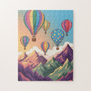 Heißluftballons über Bergen Puzzle