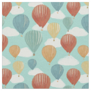 Heißluftballons und Gemusterte Weißwolken Stoff