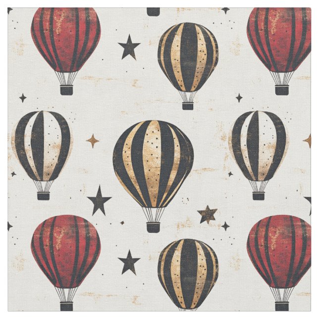 Heißluftballons und Sterne Stoff (Nahaufnahme)