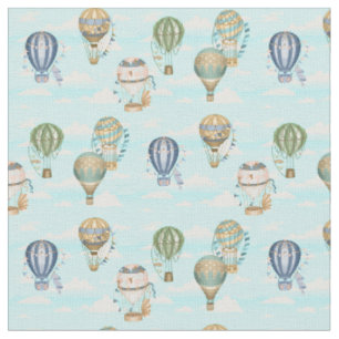 Heißluftballons Wolken Wasserfarbmuster Stoff