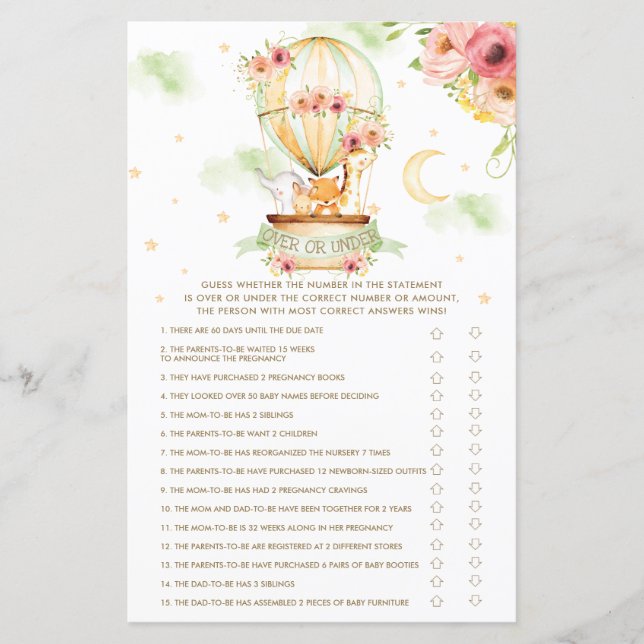 Heißluftballontiere über oder unter Kinderspiel (Vorderseite)