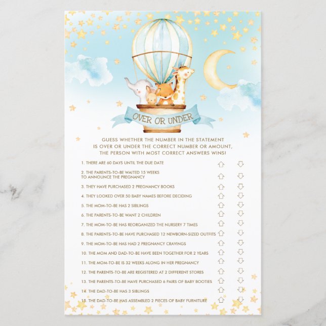 Heißluftballontiere über oder unter Spiel (Vorderseite)