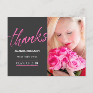 Heißrosa-Abschluss-Dankeschön-Foto Postkarte