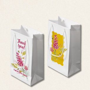 Heißrosa Blumen und Hummel Eine süße kleine Biene Geschenktüte
