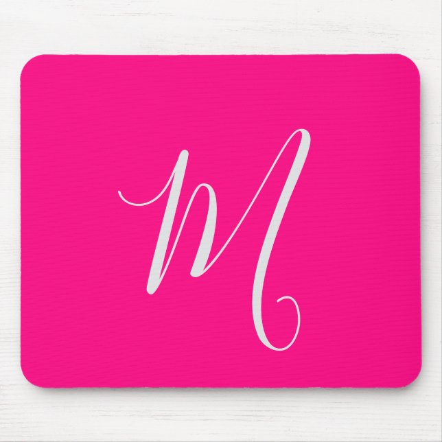 Heißrosa-chic-Monogramm Mousepad (Vorne)