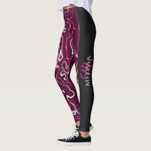 Heißrosa Damast abstrakte Wirbel Individuelles Mon Leggings