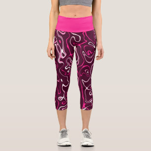 Heißrosa Damast abstrakte Wirbel kühles Muster Capri Leggings