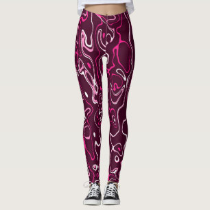 Heißrosa Damast abstrakte Wirbel kühles Muster Leggings