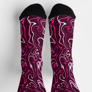 Heißrosa Damast abstrakte Wirbel kühles Muster Socken