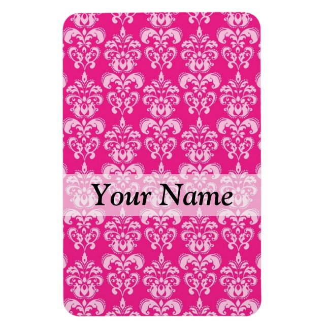 Heißrosa Damastmuster Magnet (Vertikal)