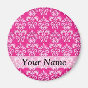 Heißrosa Damastmuster Magnet