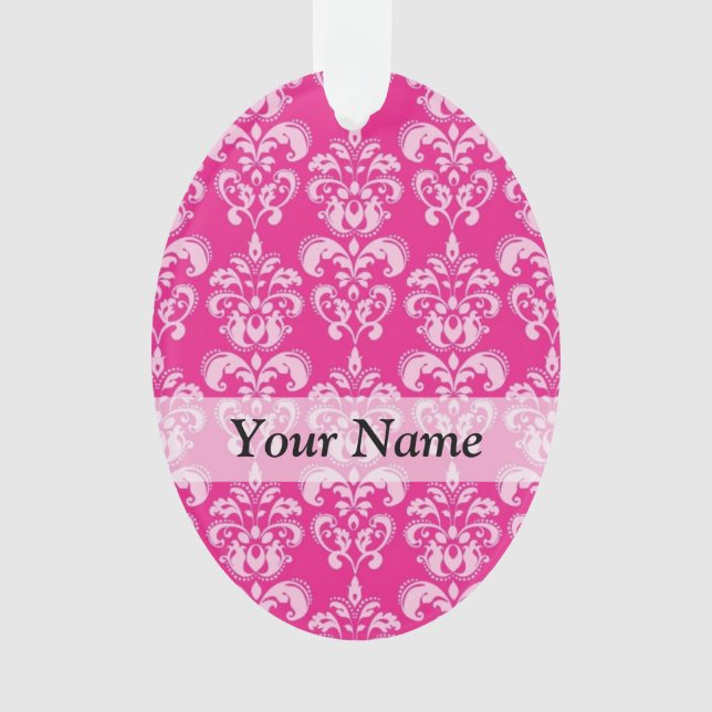 Heißrosa Damastmuster Ornament (Vorderseite)