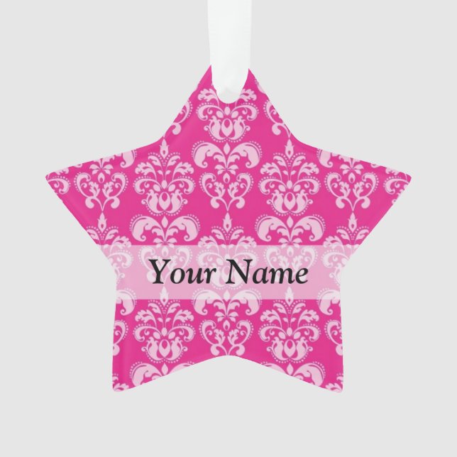 Heißrosa Damastmuster Ornament (Vorderseite)