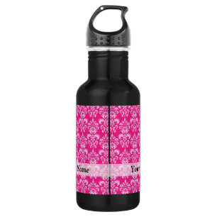 Heißrosa Damastmuster Trinkflasche
