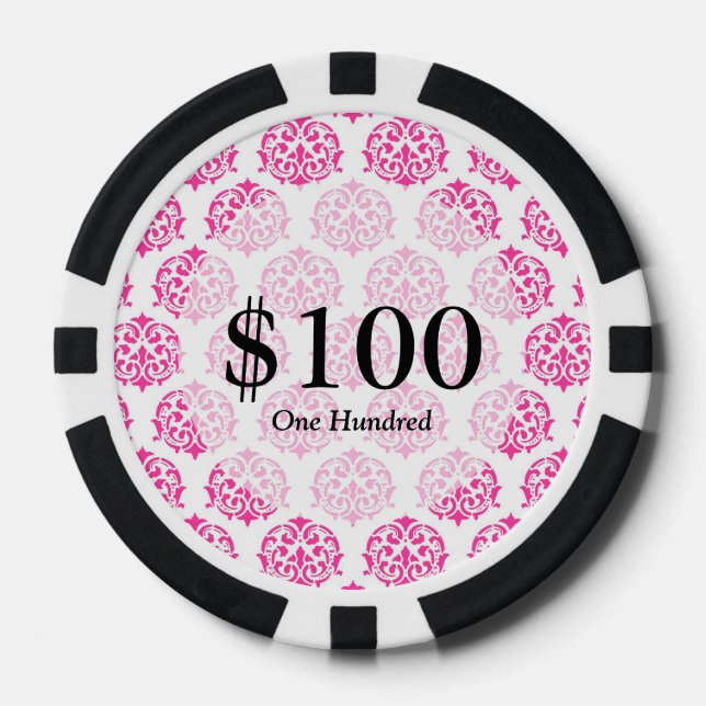Heißrosa Dambe Pokerchips (Vorderseite)