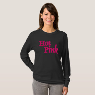 Heißrosa Damen schwarzes Langarmshirt T-Shirt