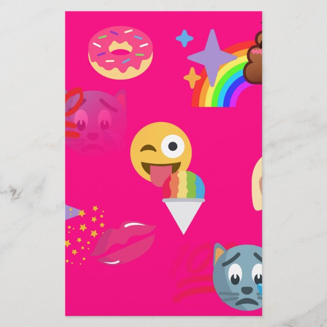 heißrosa Emoji Briefpapier (Vorderseite)