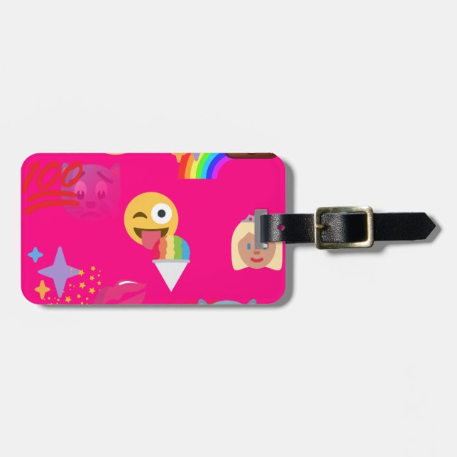 heißrosa Emoji Gepäckanhänger (Vorderseite horizontal)