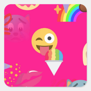 heißrosa Emoji Quadratischer Aufkleber